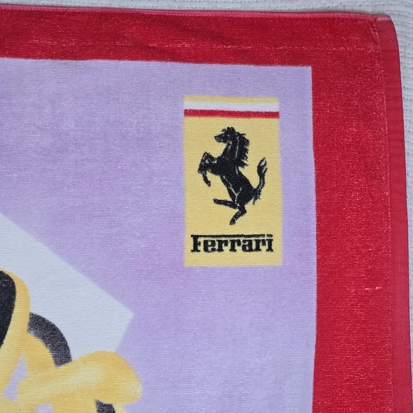 VTG Ferrari Sports Car Print Extra Large Cotton Beach Towel Y2K Retro Sporty XL - Picture 2 of 13